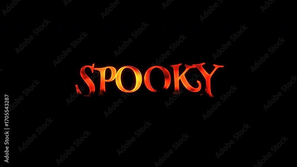 Poster spooky fire text animation with transparent background alpha channel prores 4444
