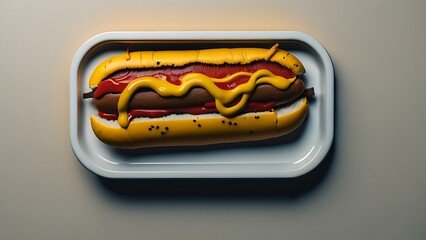 hot dog with ketchup and mustard