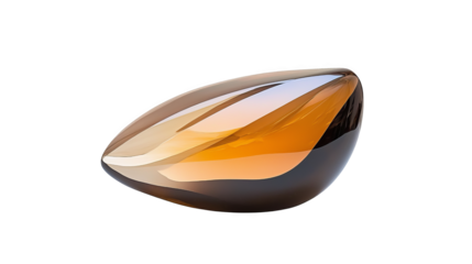 Amber glass sculpture with smooth organic curve and warm reflection evoking calm elegance