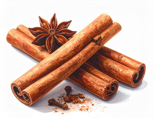 Aromatic cinnamon sticks and star anise