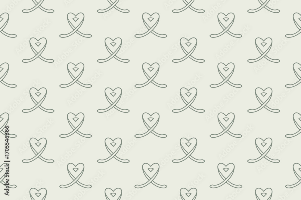 Poster repeating pattern of heart shapes with ribbon like tails on a light background in a seamless design