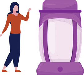 Girl introducing big cleaning jar