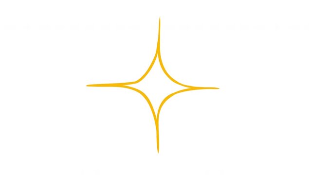 2d animation twinkling star. Cartoon hand draw doodle motion sparkle effect in color and monochrome version.