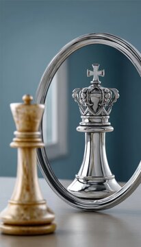 Strategic Chess Game Image Reflecting Self-Deception and Aspirational Rivalry Between King and Queen