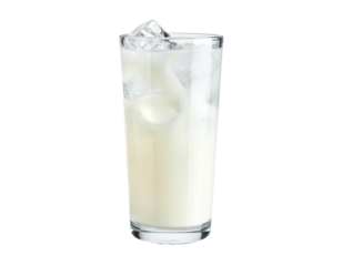 Chilled Ayran in Tall Glass with Ice Cubes PNG