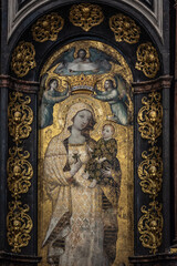 Interior religious details in the Seville Cathedral of Saint Mary of the See in Seville, Andalusia, Spain
