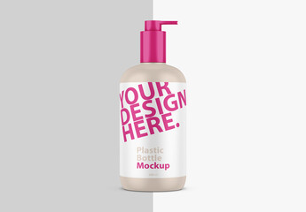 Plastic Bottle Mockup with dispenser for cosmetics
