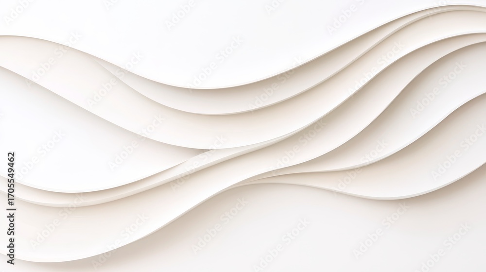 Poster elegant clean minimalist aesthetic with soft textured white layered abstract waves background design