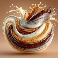 Cream Caramel Chocolate Swirl Mockup with Splash Effect