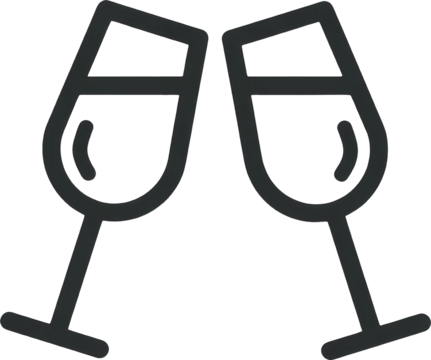 Celebratory wine glass toast icon for party or special event