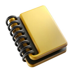 Yellow Spiral Bound Notebook 3d Render isolated on a transparent background journal notepad