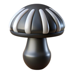 Monochrome mushroom plustic 3d render isolated on a transparent background image