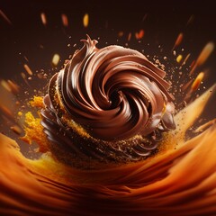 Chocolate Swirl Mockup with Golden Sprinkles and Dark Background