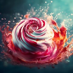 Pink White Swirl Dessert Mockup with Vibrant Splashes