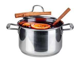 Steaming Pot of German Glühwein with Ladle PNG