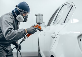 Auto Body Painter in Protective Gear.