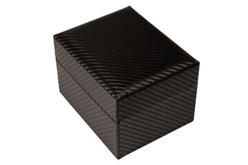 Fototapeta premium Black empty box covered with red velvet isolated on a white background.