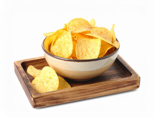 Crispy potato chips served in bowl