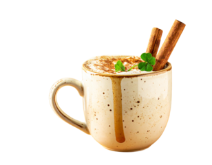 Rustic Irish Coffee with Cinnamon Stick and Shamrock Decoration PNG