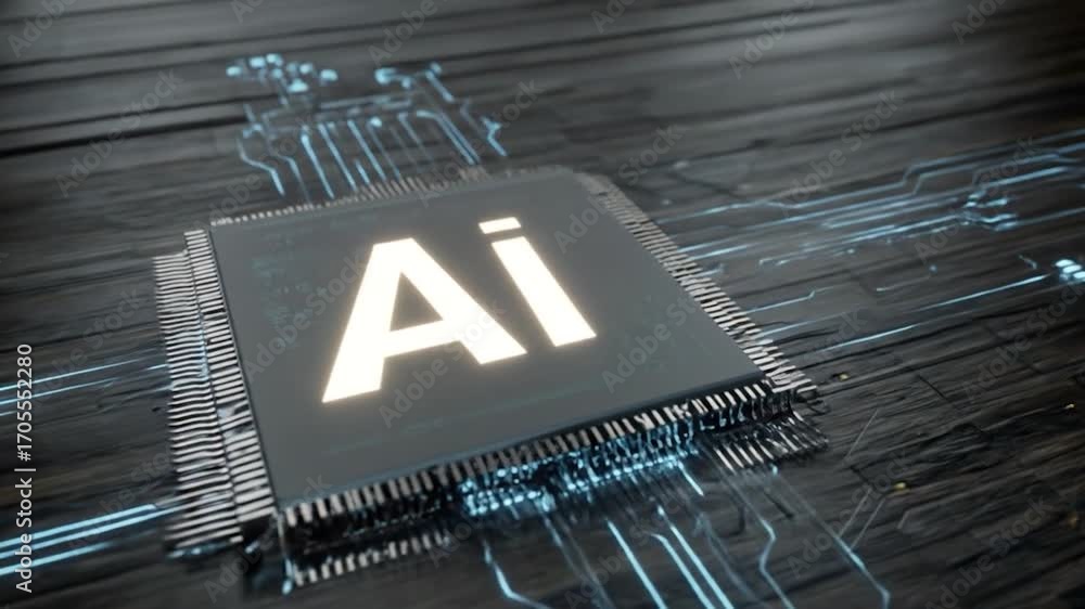 Poster ai chip processing data on surface