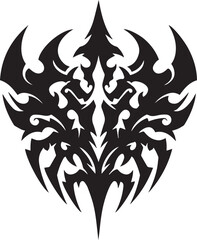 Black Intricate Tribal Abstract Shape black and white