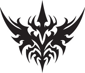 Black Tribal Winged Creature Silhouette black and white