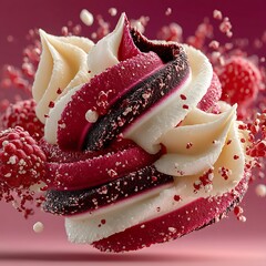 Raspberry Vanilla Ice Cream Mockup with Raspberry Flakes
