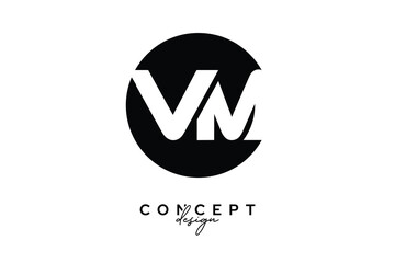 VM Creative Negative Space Circle Monogram Logo Design