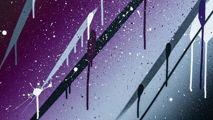Abstract paint drips background purple and grey shades diagonal lines splatters texture