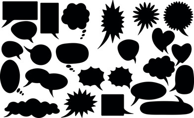 Comic Speech Bubble Vector Set – Talk, Dialog, Cloud, Expression, Cartoon, Retro, Pop Art, Shout, Message, Frame, Symbol, Communication, Text, Banner, Thought, Graphic, Illustration, Design