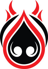 Red Black and White Abstract Fiery Demon Face Logo