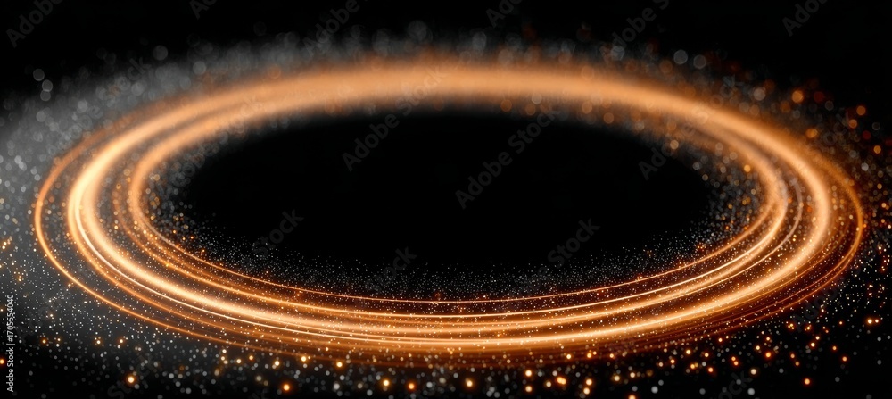 Poster elegant orange gradient light circle with sparkles in a modern futuristic design background