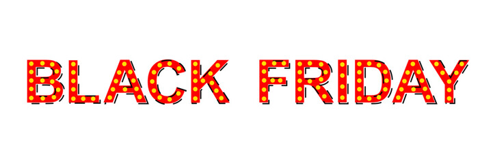 Vector carnival text Black Friday isolated on white background.