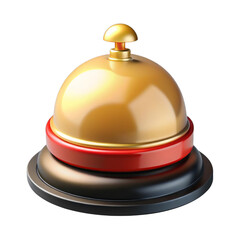 Golden bell red band plustic 3d isolated on a transparent background image