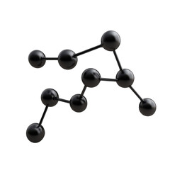 Obraz premium Black molecular model of connected spheres and rods in isolated arrangement conveying science curiosity