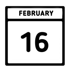 black color line frame February month calendar icon Date 16 