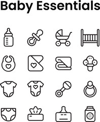 A set of baby essential icons