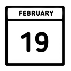 black color line frame February month calendar icon Date 19