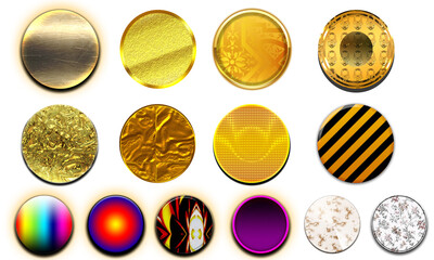 Collection of twelve abstract oval shapes with diverse textures and vibrant colors on a black background