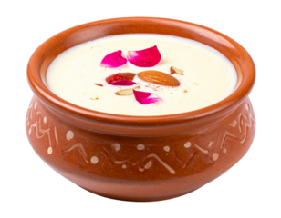 Classic Sweet Lassi in Clay Cup PNG – Traditional Yogurt Drink Isolated Cutout