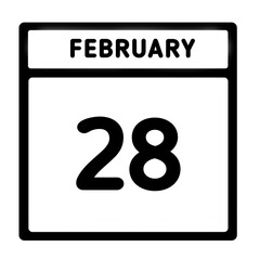 black color line frame February month calendar icon Date 28