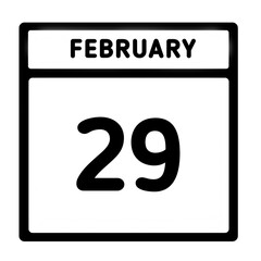 black color line frame February month calendar icon Date 29 
