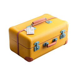 Yellow textured suitcase glows, product photography for travel agencies, design templates, branding.