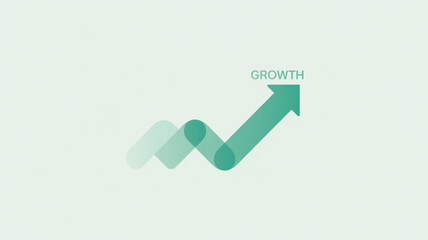 A green arrow pointing upwards with the word growth representing business growth and success