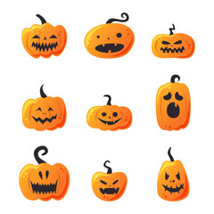 vector set of halloween pumpkins