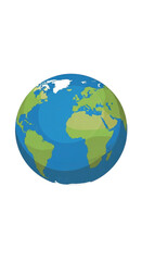 Planet Earth globe illustration showing continents and oceans.