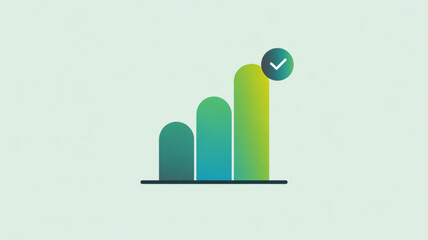 Growth chart with check mark, symbolizing achievement, completion, and positive outcomes in a visually appealing design