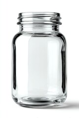 Empty clear glass jar with a wide mouth