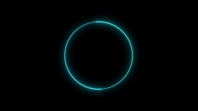 Animated glowing neon circular line frame animation. neon ellipse circle border loop icon. bright glowing load circle outline, ring circle looping animation. 