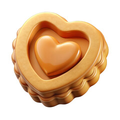 Golden heart shaped candy plustic 3d isolated on a transparent background orange sweet